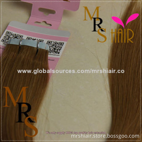 18-Inch medium brown 12# Malaysian silk straight tape extensions hair